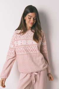 Women'secret Pijama comprido polar rosa 