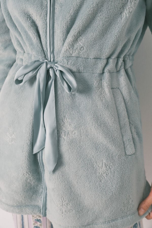 Women'secret Robe midi de polar floral verde verde