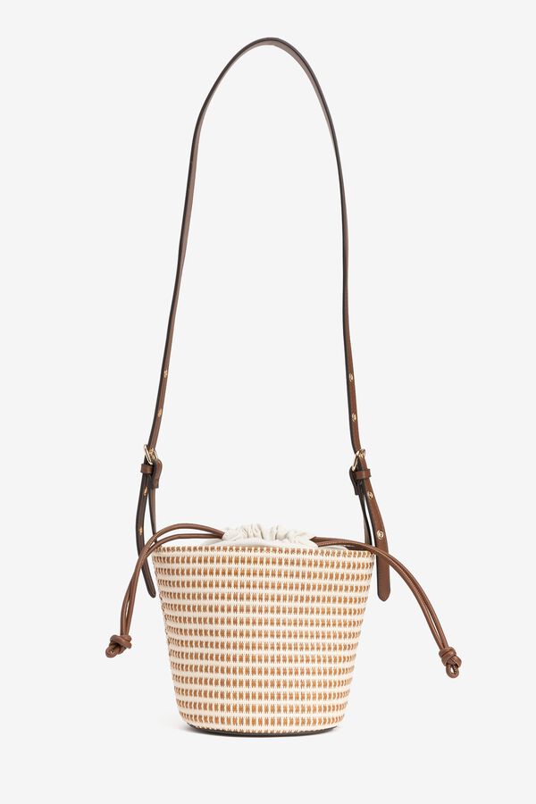 Vilanova Bucket bag efeito palha bicolor cru