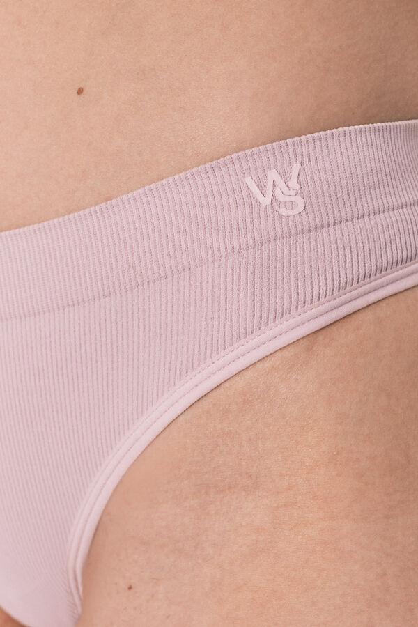 Women'secret Tanga larga canelada sem costura rosa rosa