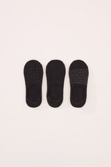Women'secret Pack 3 meias invis&iacute;veis algod&atilde;o preto preto