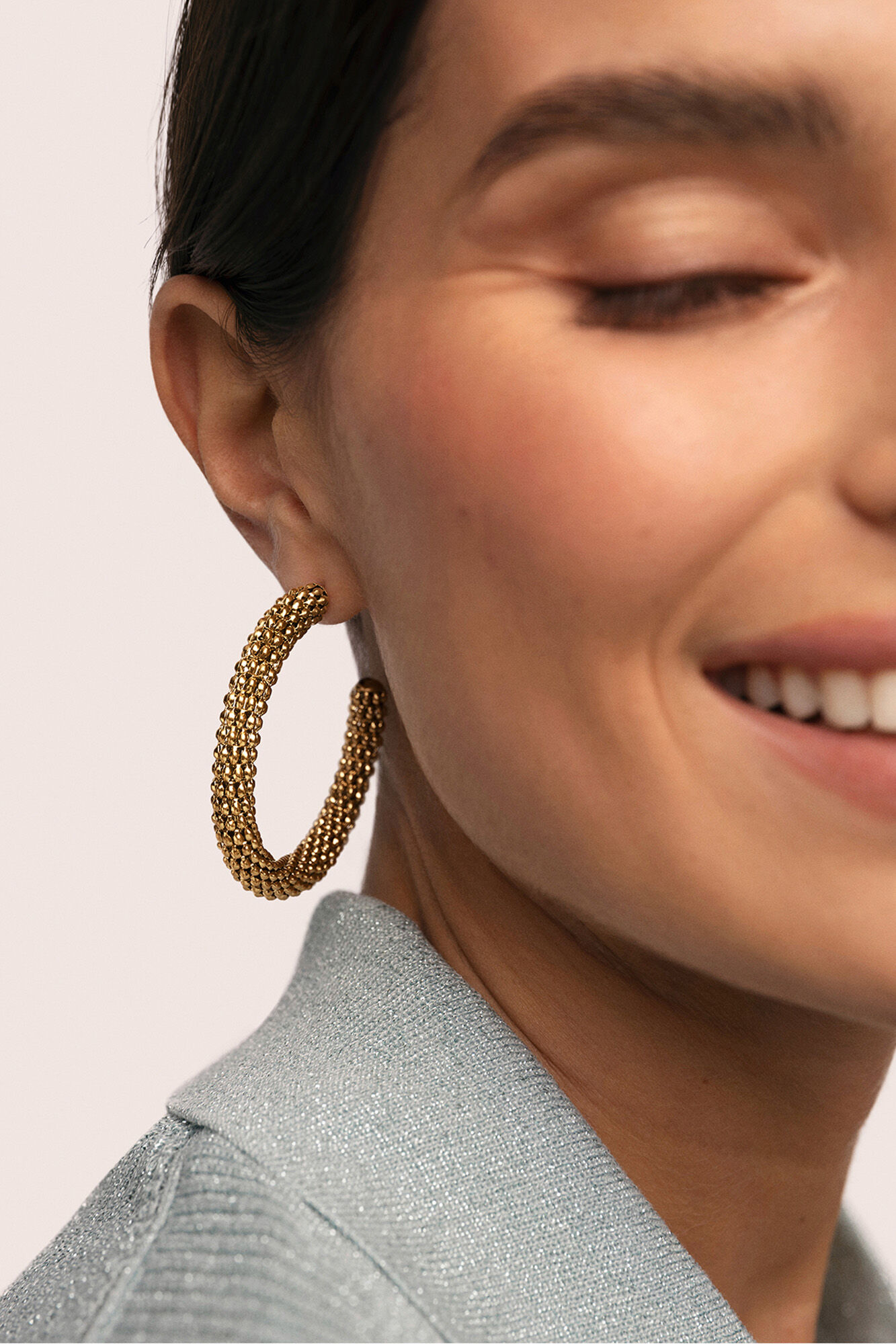 Singularu Pendientes Aro Disco Acero Ba&ntilde;o Oro