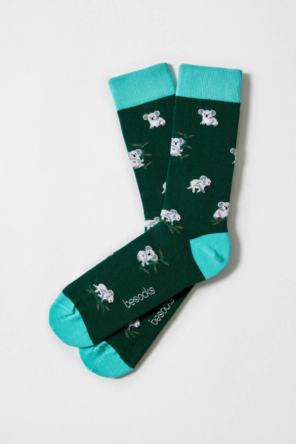 Besocks Meias altas koala em algod&atilde;o org&acirc;nico verde