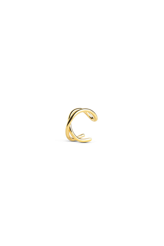 Pendiente Suelto Ear Cuff Cross Plata Baño Oro