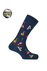 Punto Blanco Calcetines de algod&oacute;n org&aacute;nico instrumentos musicales azul