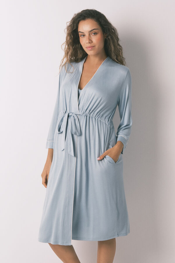 Women'secret Bata robe técnica "maternity" verde de soft touch verde