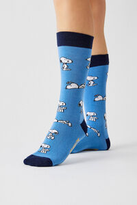 Womensecret Calcetines altos Besocks de algodón orgánico Snoopy color azul azul
