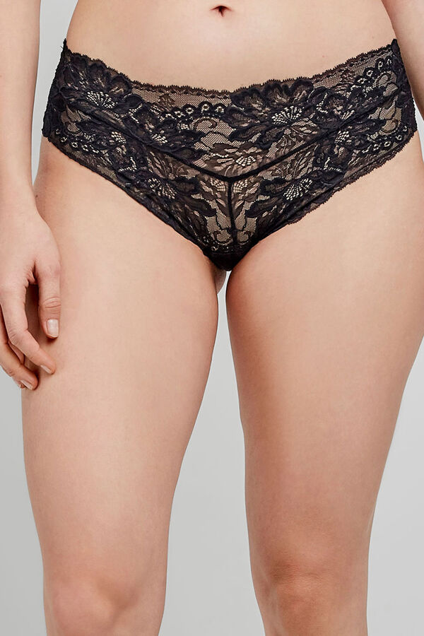 Gisela Beige lace Brazilian Boxer Briefs black