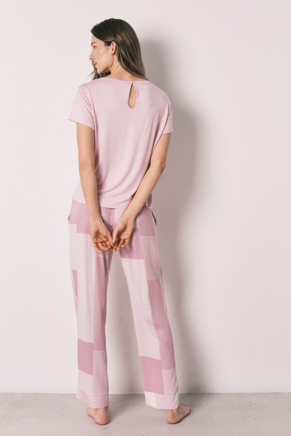 Women'secret Pijama comprido Keroppi Patchwork rosa