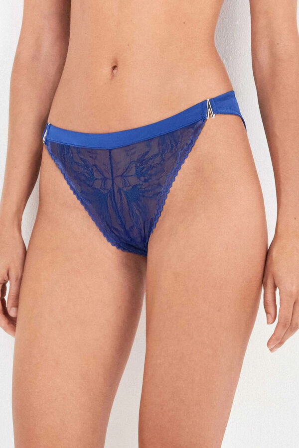 Gisela Cuequinha de biquíni de renda azul Klein azul
