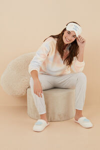 Womensecret Pijama polar comprido de lã multicolorido impressão
