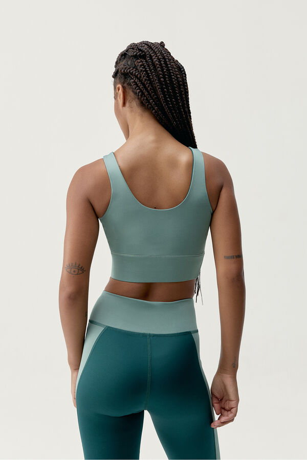 Born Living Yoga Top Maiko Verde Iceberg/Verde Profundo estampado