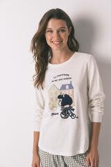 Women'secret Pijama comprido 100% algodão Mafalda branco bege