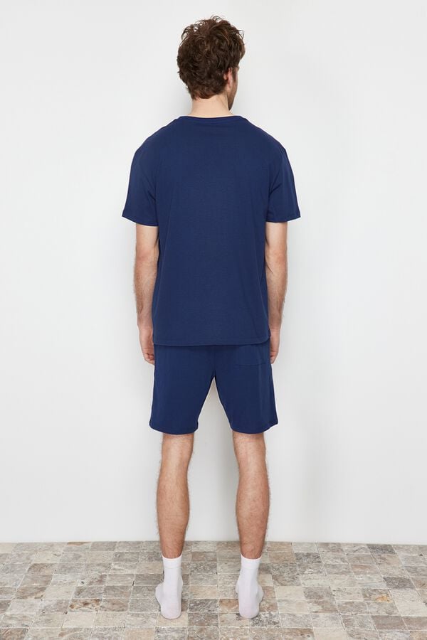 Trendyol Conjunto de pijama curto liso azul