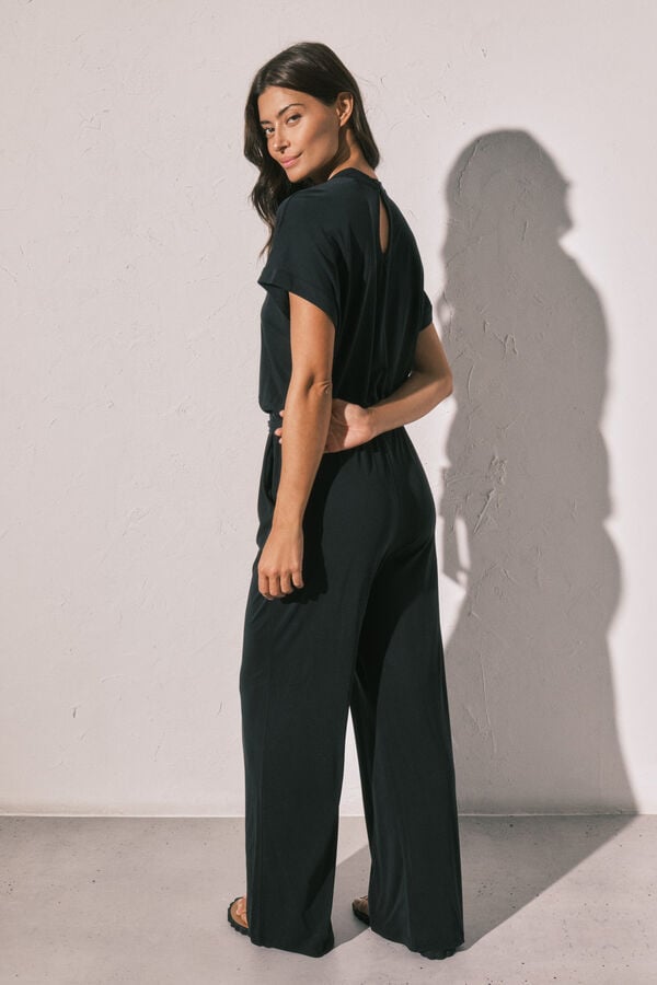 Women'secret Macac&atilde;o comprido fluido preto preto