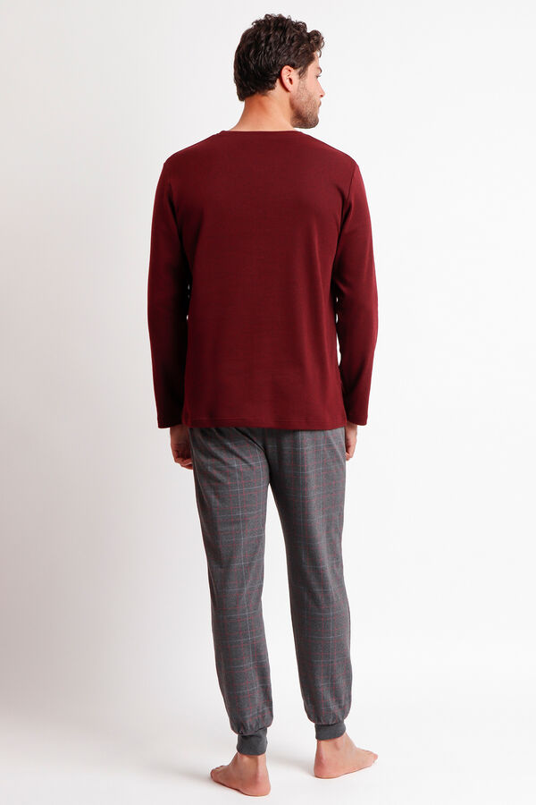 Admas Pijama largo hombre Gruñón burdeos