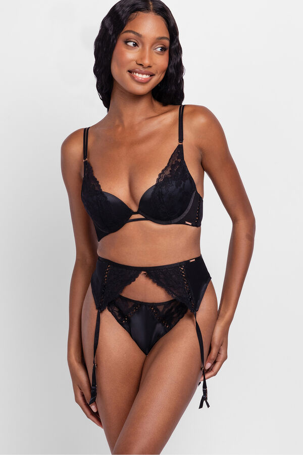 Dorina Liguero satinado encaje negro Lyra negro