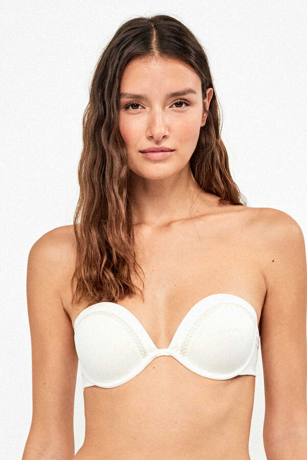 Gisela Top biqu&iacute;ni bandeau decote pronunciado bege