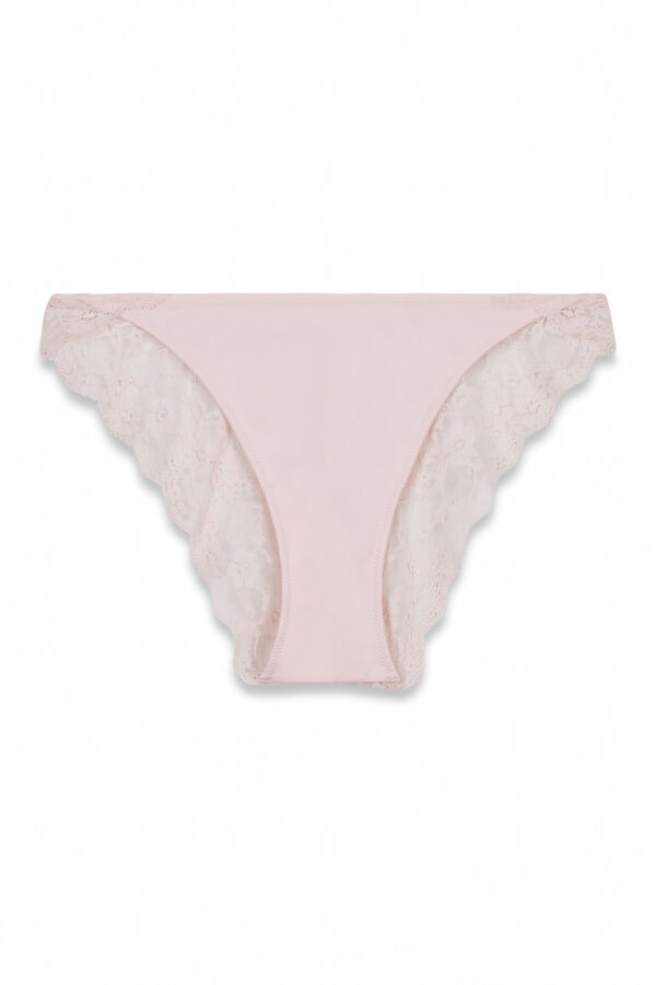 Women'secret Cuecas cl&aacute;ssicas em microfibra e renda rosa rosa