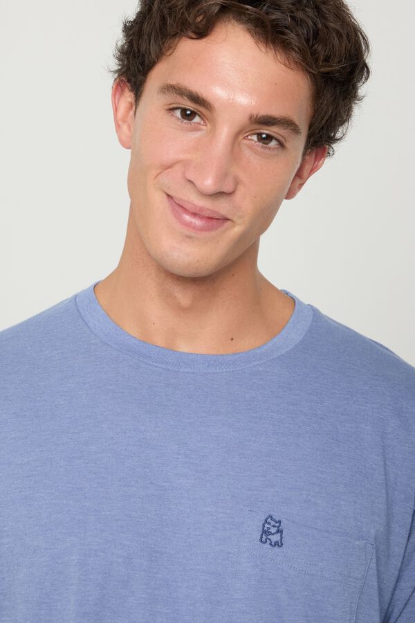 Kiff-Kiff Pijama curto combinado cal&ccedil;as xadrez azuis e T-shirt azul claro azul