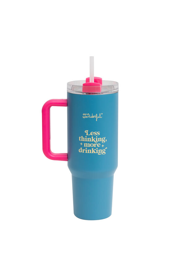 Mr. Wonderful Caneca térmica para levar - Menos pensar, mais beber estampado