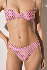 Women'secret Cueca de biqu&iacute;ni brasileira estampado geom&eacute;trico rosa rosa