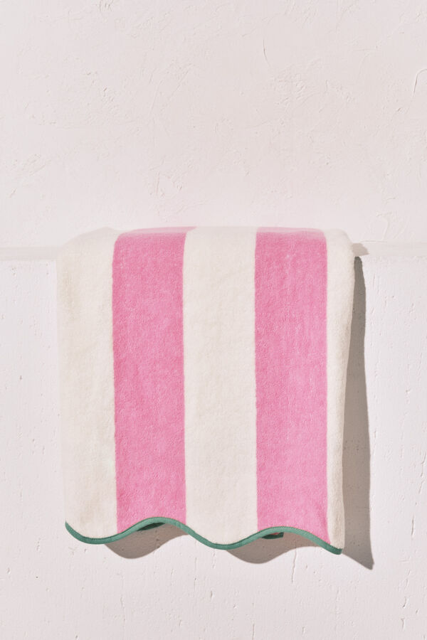 Women'secret Toalha estampado riscas em 100% algod&atilde;o rosa