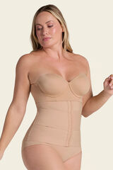 Leonisa Cinta de controle moderado com faixas anat&ocirc;micas bege