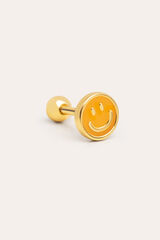 Singularu Smiley Yellow Enamel Loose Earring Gold Plated Silver printed