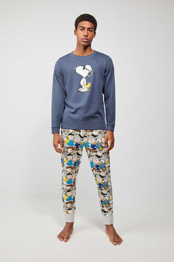 Gisela Pijama largo de hombre Snoopy gris