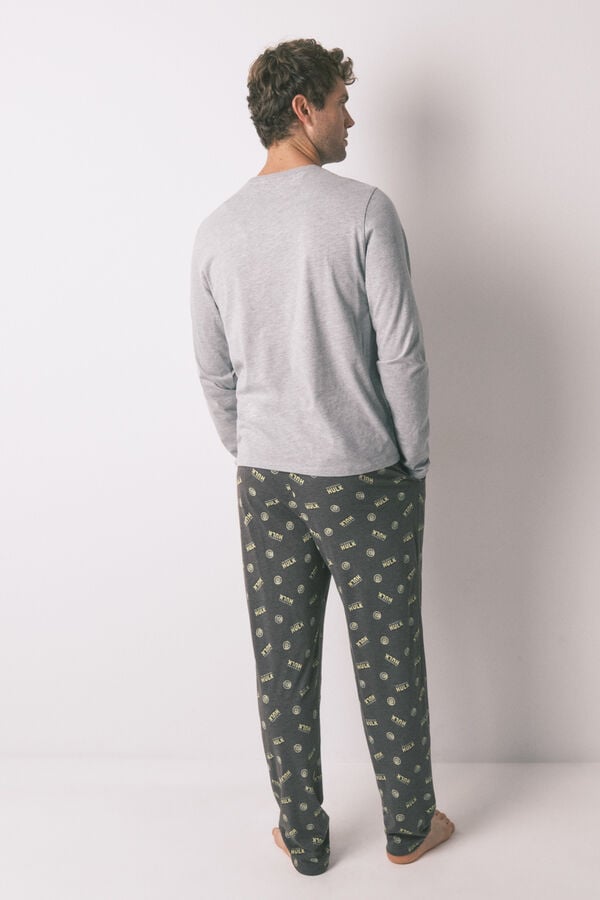 Women'secret Pijama comprido masculino 100% algodão "Hulk" cinzento