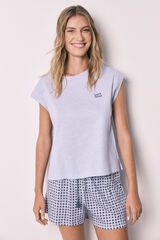 Women'secret Pijama curto em algod&atilde;o estampado lil&aacute;s rosa