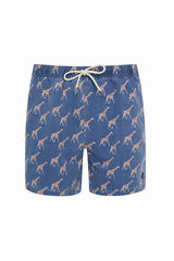 Kiff-Kiff Fato de banho bermuda azul lavagem girafa azul