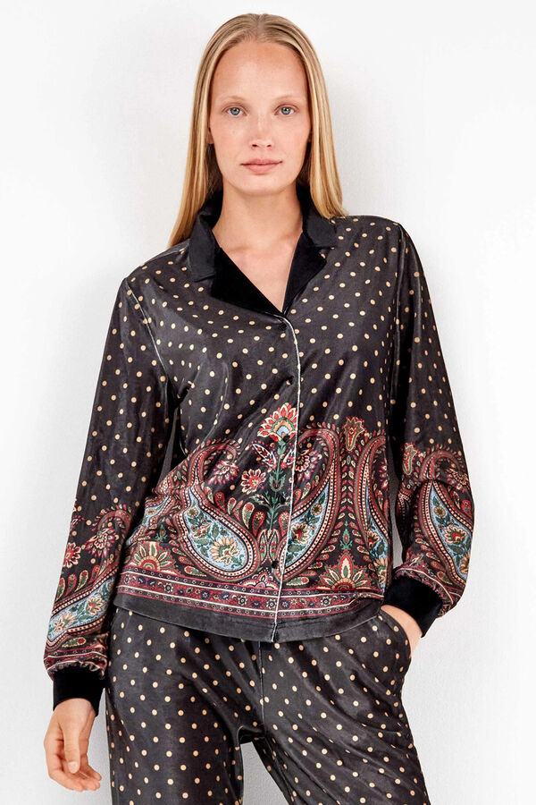 Gisela Camisa de pijama de veludo branco