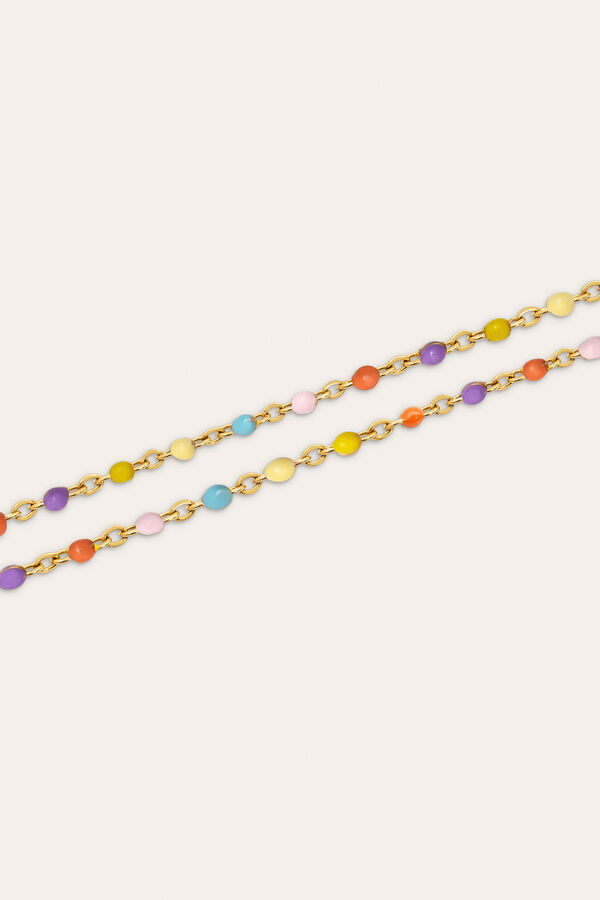 Singularu Dots Colors Enamel Steel Gold Plated Double Dots Colors Ankle Bracelet printed