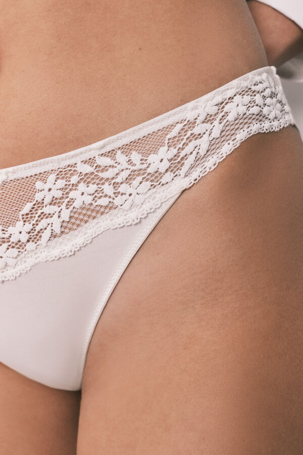 Women'secret Braga cl&aacute;sica modal y encaje blanca nude