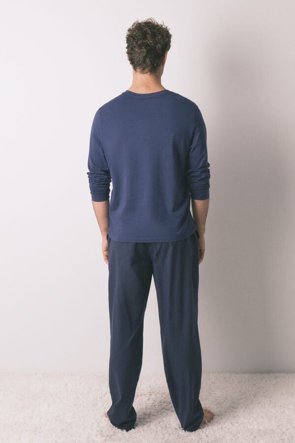 Women'secret Pijama comprido, 100% algodão, xadrez azul azul