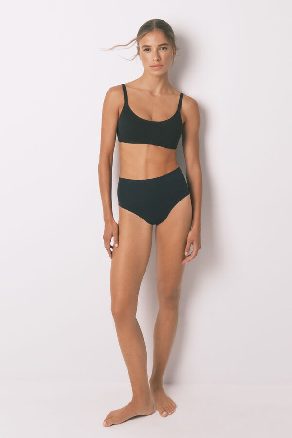 Women'secret Sujetador tipo top algod&oacute;n negro negro