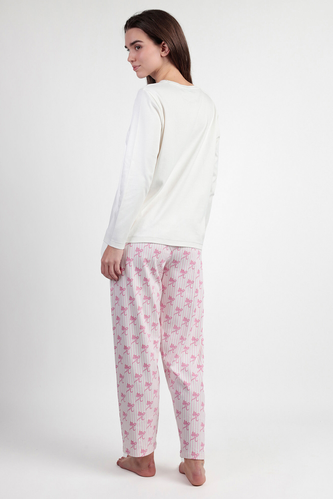 Admas Pijama comprido riscas la&ccedil;os Barbie 100% algod&atilde;o