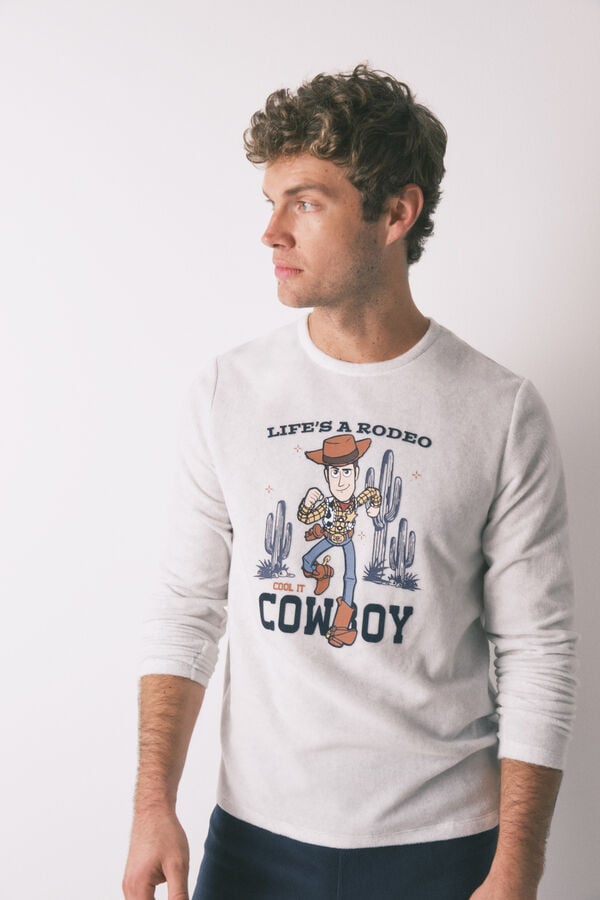 Women'secret Pijama comprido longo de polar masculino "Woody cowboy" cinzento