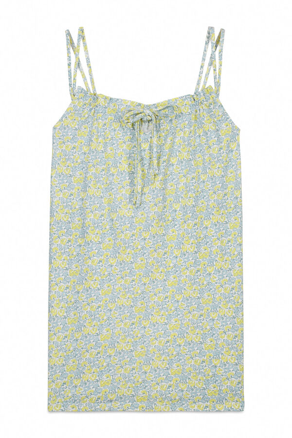 Women'secret Camisa de dormir curta em algod&atilde;o com florzinhas amarelo estampado