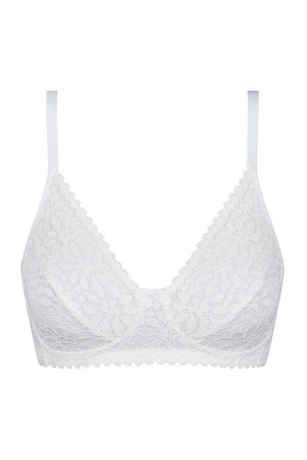 DIM Suti&atilde; Di&aacute;rio Dentelle Floral de renda branco
