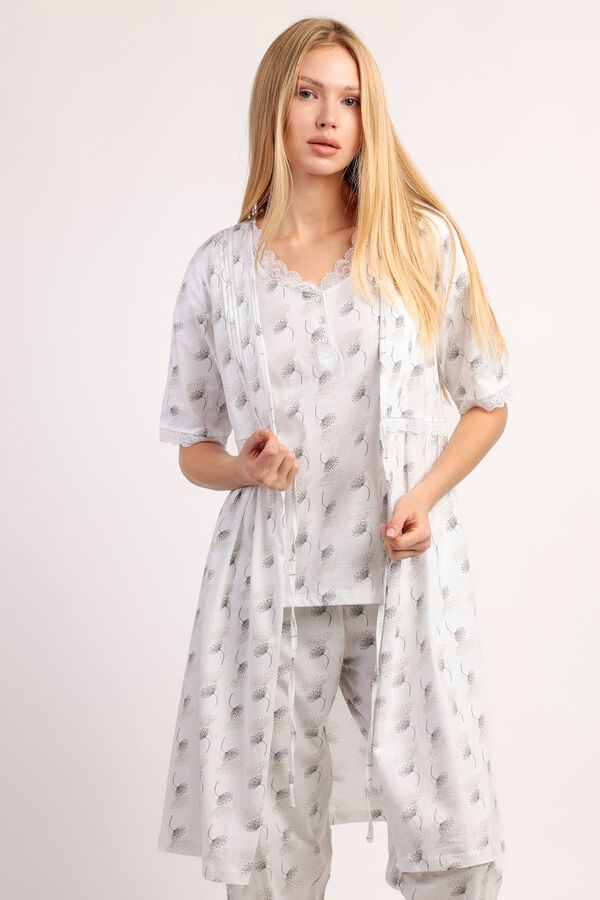 Admas Robe curta de renda com estampado floral branco