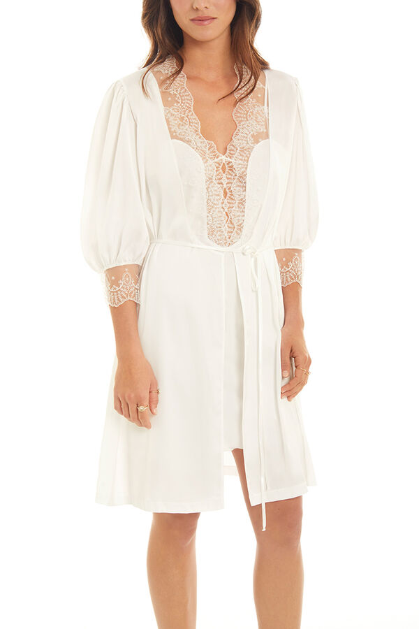 Ivette Bridal Robe curta em crepe noa bege