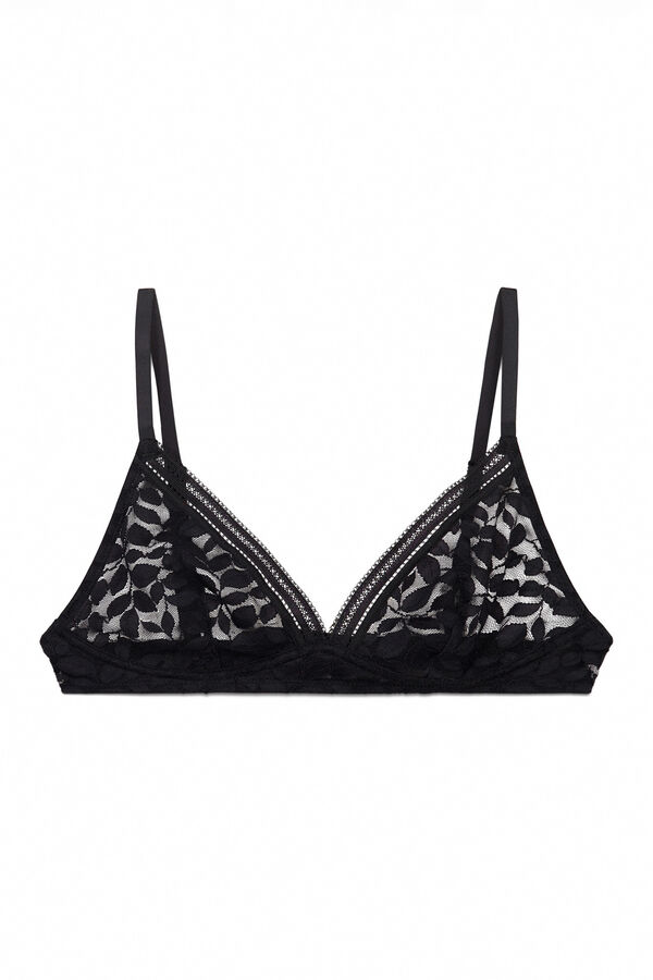Women'secret Soutien triangular NATURAL em renda preto preto