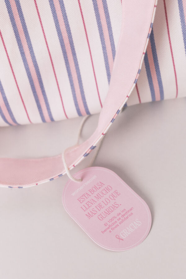 Women'secret Mala tote solidária de algodão às riscas estampado