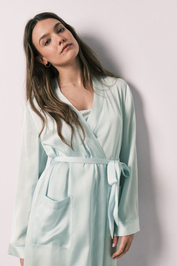 Women'secret Robe midi em cetim verde verde