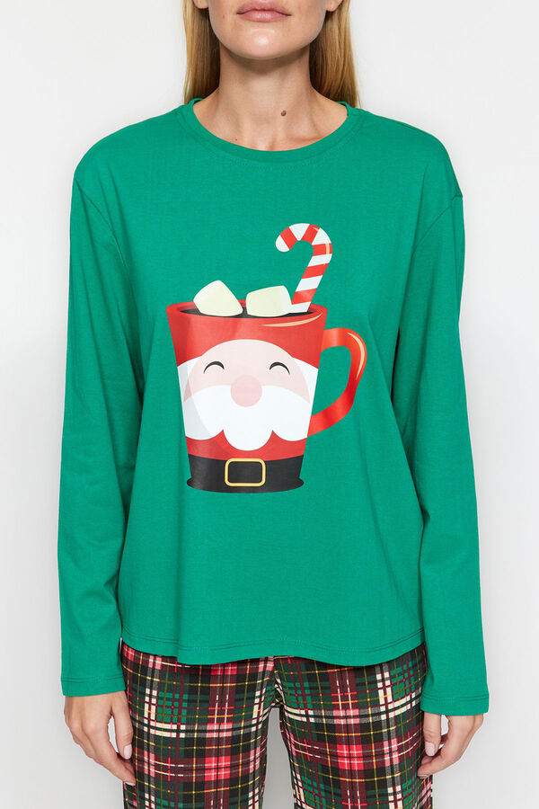 Trendyol Conjunto de pijama xadrez verde de Natal verde