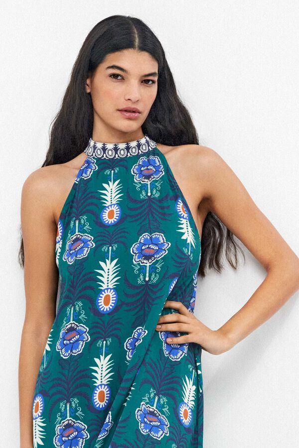 Gisela Vestido halter estampado de ananases branco