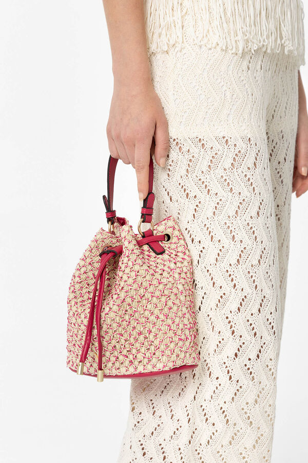 Vilanova Straw Effect Bucket Bag pink